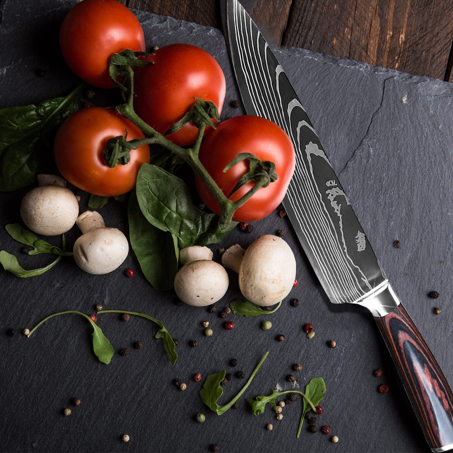 Gustrug Kitchen Knife Set 8-piece knife set made of high-quality stainless steel, ultra sharp knife set with ergonomic handle, gift box, perfect for home and restaurant cooking.