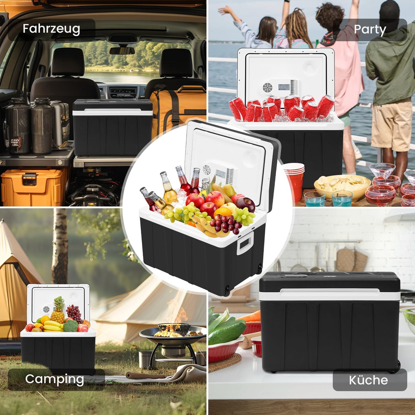 WOLTU Cooler Box Car 50L Electric 12v 230v, for Cooling and Heating, Camping Cooler Box for Car and Socket, Thermo Box Refrigerator Large for Beach, Picnic, Summer Saver, Black