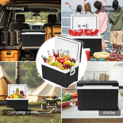 WOLTU Cooler Box Car 50L Electric 12v 230v, for Cooling and Heating, Camping Cooler Box for Car and Socket, Thermo Box Refrigerator Large for Beach, Picnic, Summer Saver, Black