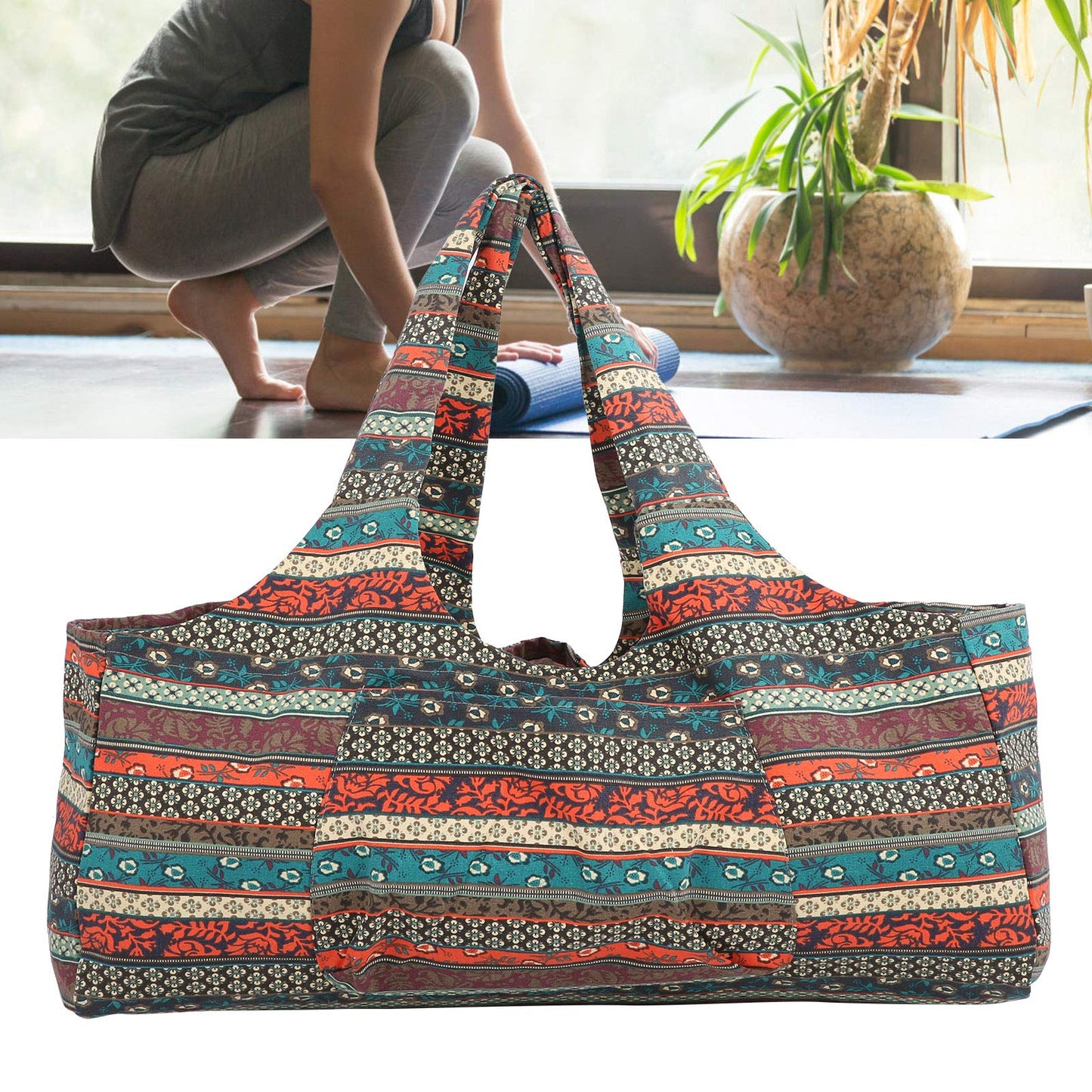 Lyrlody yoga bag with zipper for women, waterproof gym bag for yoga & sports, multifunctional travel bag for yoga mat & sports equipment.