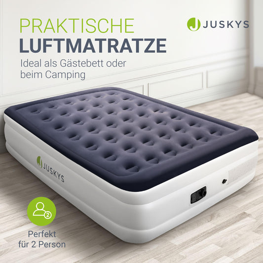 Juskys self-inflating air mattress 150x200cm - air bed for 2 people with built-in air pump - ideal as a guest bed or camping mattress - waterproof