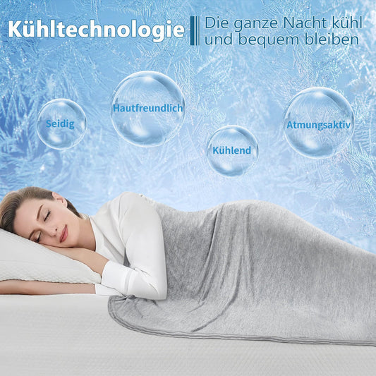 Nigecue Cooling Blanket 150 x 200cm, Self-cooling Summer Blanket with Arc-Chill Q-Max>0.5, Breathable Lightweight Duvet, 2 in 1 double-sided Throw Blanket Sofa Blanket Cooling Blanket for Sleeping