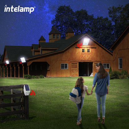 INTELAMP outdoor solar lights with motion sensor, 12000mAh 3000LM Solar Spotlights Super Bright 170 LED solar lights for outdoor with remote control Solar lamp for outdoor areas with 5m cable, IP65