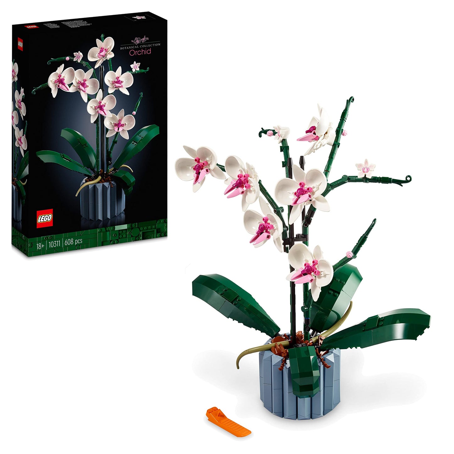 LEGO | Disney Stitch, building and playset for kids, figure with ice cream cone, toy & 10311 Icons Orchid, artificial plant set with flowers.