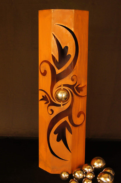 8-sided pillar Pandora + bowl Classic noble rust metal garden decoration garden stele.