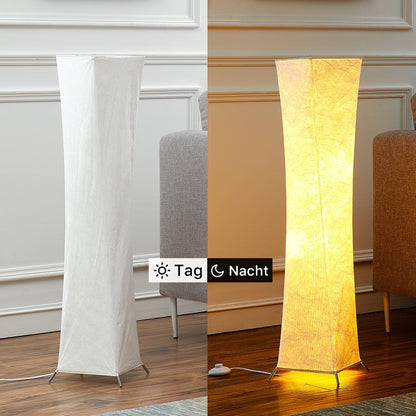 chiphy floor lamp, dimmable, 137 cm (S) tall, 3 levels of adjustable brightness, 12 W x 2 LED bulbs, column floor lamp with white fabric shade, for bedroom, nursery