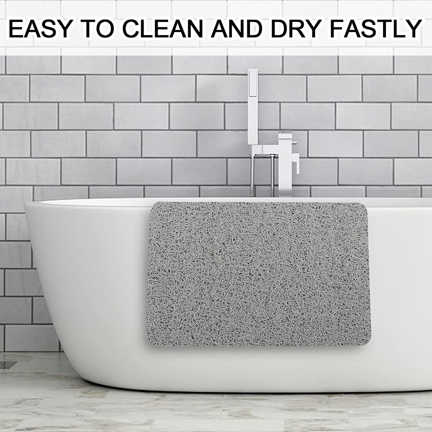 Non-slip shower mat, 80 x 80 cm Soft Comfort bathtub mat with drainage holes, Anti-mold, Quick drying, washable PVC shower mats, for wet areas, safe for children and elderly.