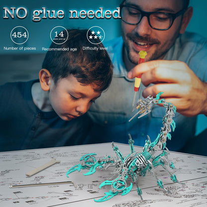 Metallic Scorpion 3D Metal Puzzle Kits for Adults Teens - 454 Pieces - Mechanical Assembly Models - 4 Hours Build Decorations (Green)