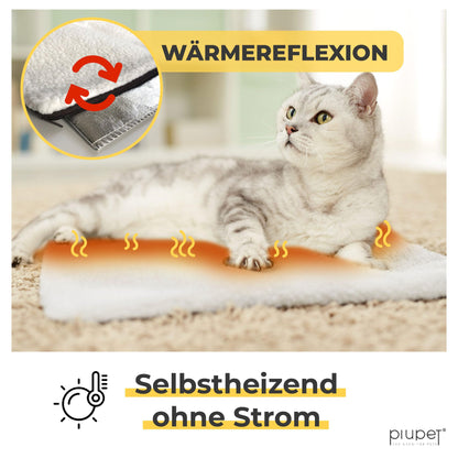 PiuPet® Self-heating Cat Blanket I 60x45cm I Electric-free Heating Blanket I Cat Warming Blanket I Heating Blanket for Cats without Electricity | Cat Accessories | Self-warming Cat Blanket (White)