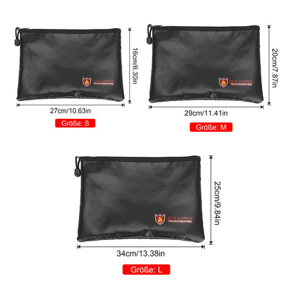 2 pieces Fireproof Document Bag 34x25cm, Waterproof Fire Resistant Safe Bag, Fireproof Money Storage, Large Capacity File Bag for Documents/Money/Passport/Bank Files and Cash