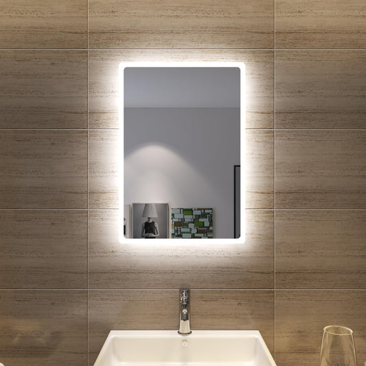 SONNI bathroom mirror with lighting 60x40 cm LED bathroom mirror wall switch bathroom mirror wall mirror light mirror IP44