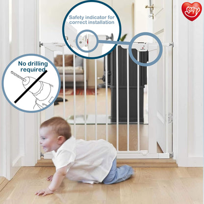 BabyDan Premier, extra wide pressure mounted stair gate, 112-119.3 cm, door gate/barrier/baby gate/safety gate, metal, white, Made in Denmark (dog gate)