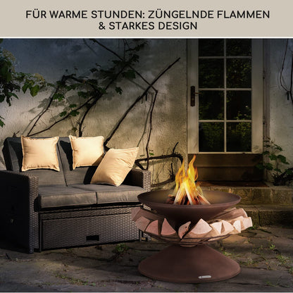 Blumfeldt Fire Pit, Weatherproof Fire Pit with Grill Grate & Spark Guard, Small Steel Fire Pits, Fire Pit with Grill for Patio & Garden, Fire Pit with Grill Ring & Stand, 55cm high