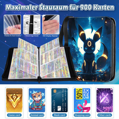 Card collecting album, Portable PU trading card album, 50 pages 900 card capacity card binder, Gifts for collectors and kids.