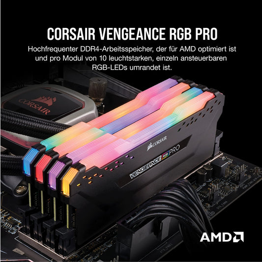Corsair Vengeance RGB PRO 32GB (2 x 16 GB) DDR4 3600MHz C18, High Performance Desktop Memory Kit (AMD Optimised) - Black