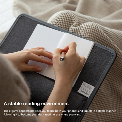 Ergonomic laptop lap cushion, home office cushion tray with pillow, laptop table for bed/couch/sofa, laptop pad for up to 15.6 inch notebook, tablet, 37 x 26.5 x 5 cm (Medium, Black)