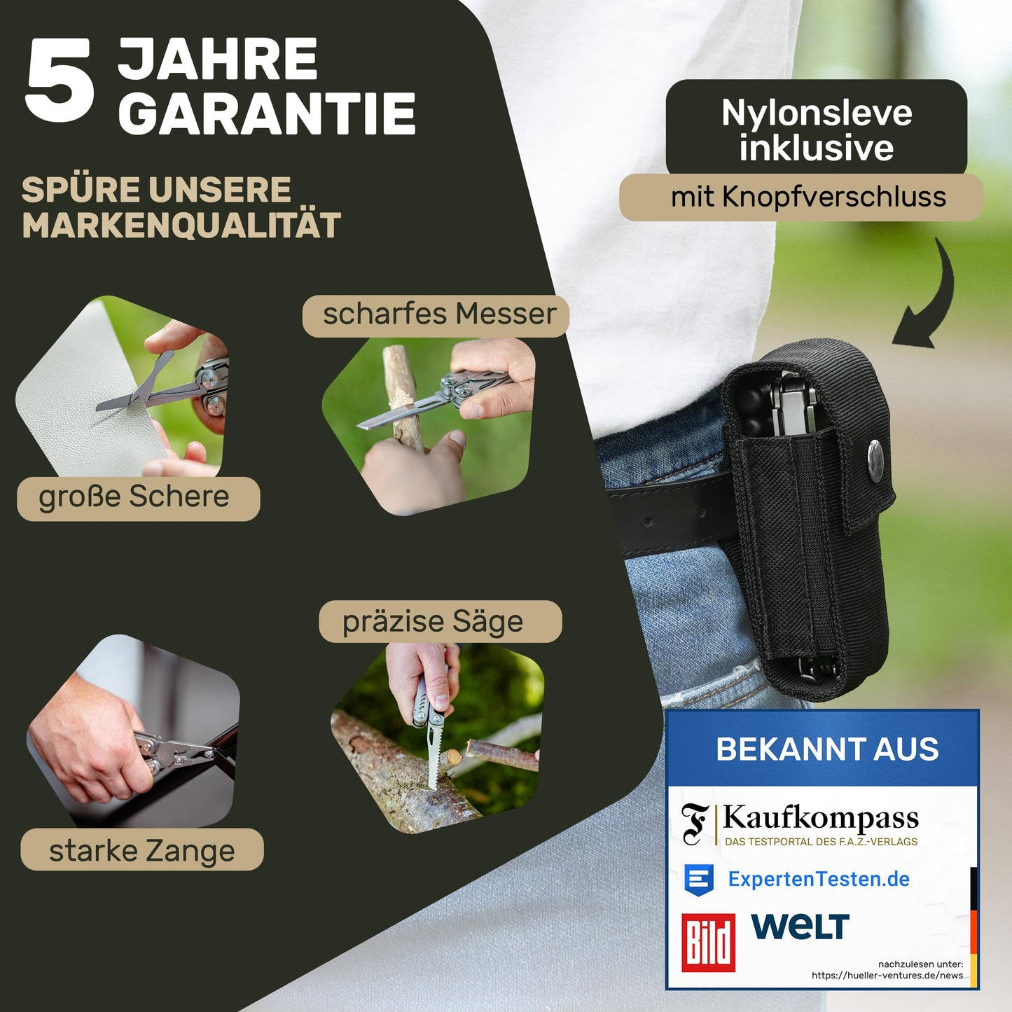 TREKLINE Premium Multitool Tool [stainless steel] Survival Multifunction knife perfect camping accessory, Multifunction tool [28 functions] pocket knife, Protected design