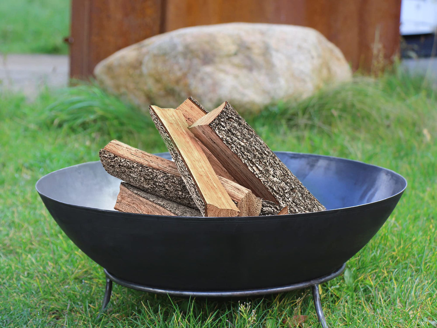 Köhko fire bowl Marbela-XL approx. 55x55x23 cm made of steel with 3 feet for barbecue evening garden fire BBQ camping wonderful evening at the beach garden yard terrace grill evening