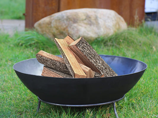 Köhko fire bowl Marbela-XL approx. 55x55x23 cm made of steel with 3 feet for barbecue evening garden fire BBQ camping wonderful evening at the beach garden yard terrace grill evening