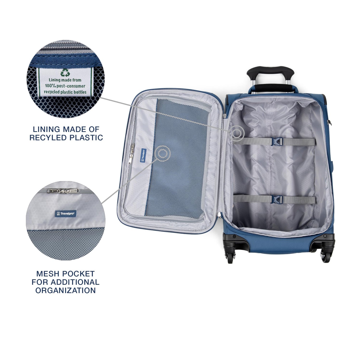 Travelpro Maxlite 5 Softside expandable carry-on with 4 spinner wheels, Lightweight suitcase, Men and women, Azur Blue, compact 51 cm carry-on