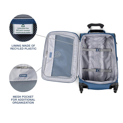 Travelpro Maxlite 5 Softside expandable carry-on with 4 spinner wheels, Lightweight suitcase, Men and women, Azur Blue, compact 51 cm carry-on