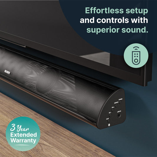 MAJORITY Snowdon Soundbar for TV | 120W 2.1 speaker with integrated subwoofer | Bluetooth | 81CM Sound Bar (White)