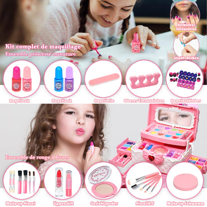 Children's makeup girls set - Kids makeup set girls, Children's makeup case girls toy, Halloween Christmas birthday gifts girls 4-12 years