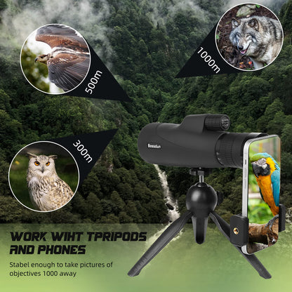 Monocular Telescope, 10-30X50 Zoom HD Monocular with IPX7 Waterproof Fogproof Shockproof, FMC BAK4 Prism Monocular Telescope High Power with Hand Strap Phone Adapter for Bird Watching Hunting Camping