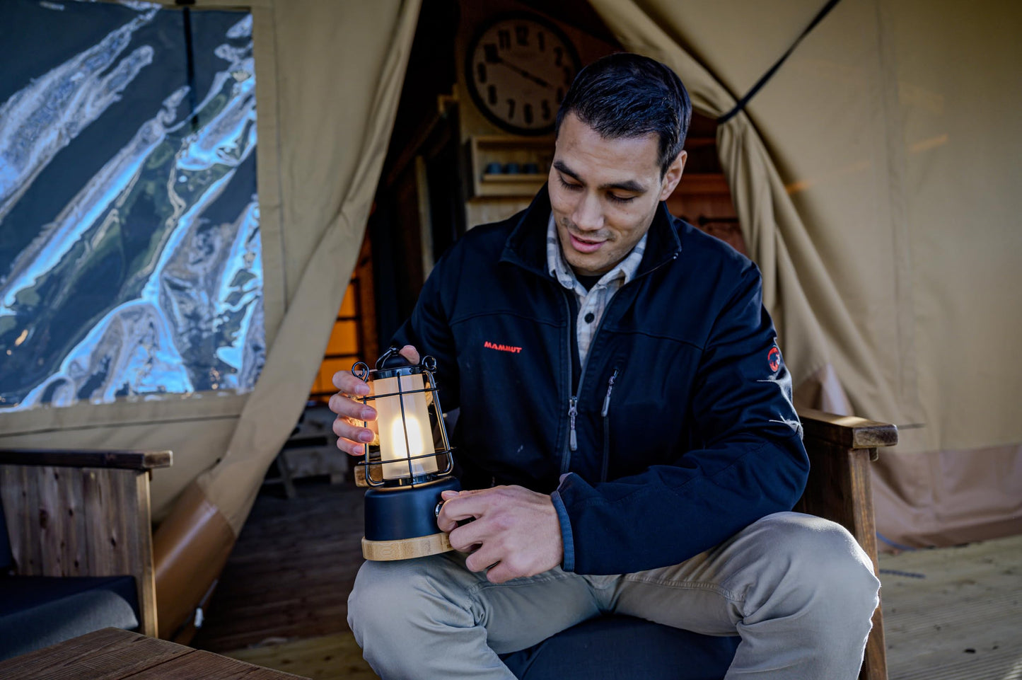 Brennenstuhl LED Battery Camping Lantern CAL 1 AC (350lm, IP44, up to 75h battery life, dimmable, adjustable color temperature, rechargeable USB C outdoor lamp with hemp rope and bamboo base)