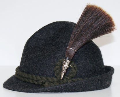 Gamsbart with sleeve without traditional hat hunting genuine chamois chamois hat decoration trophy hat pin real animal hair, multicolored, 16-17cm