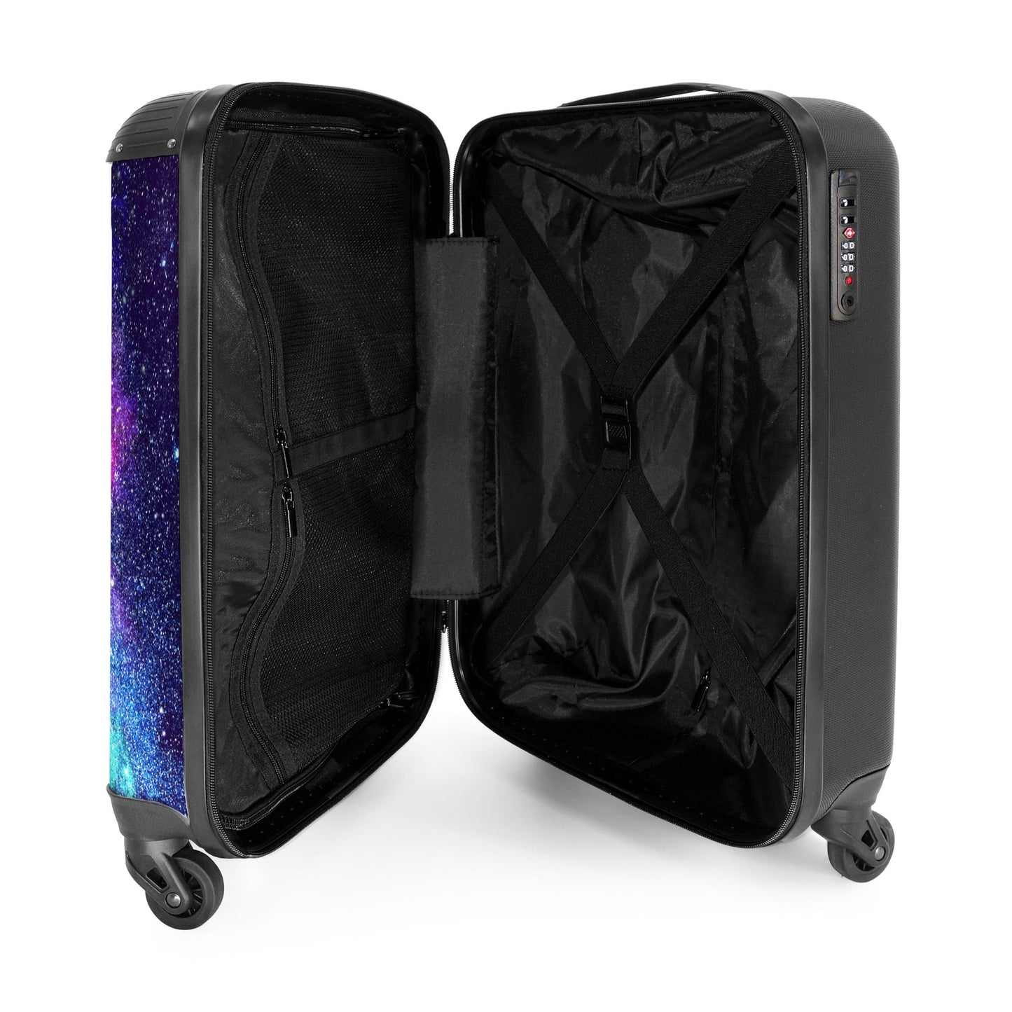 NoBoringSuitcases.com® Kids Suitcase Boys Carry-On Luggage Bag with Wheels Gift - Starry Sky - Space - Boys Suitcase Trolley small, 55x40x20