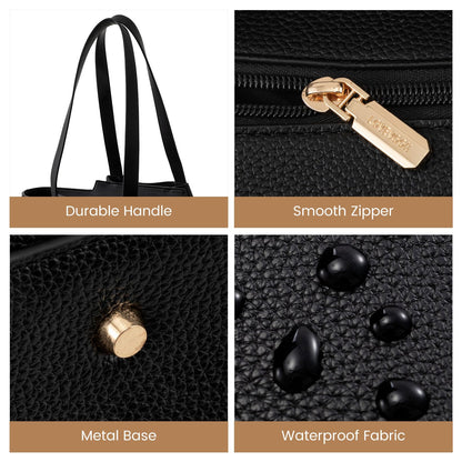 LOVEVOOK handbag for women with 15.6 inch laptop compartment, leather shopper tote bag with waterproof shoulder strap. Perfect for business, office, or school use.
