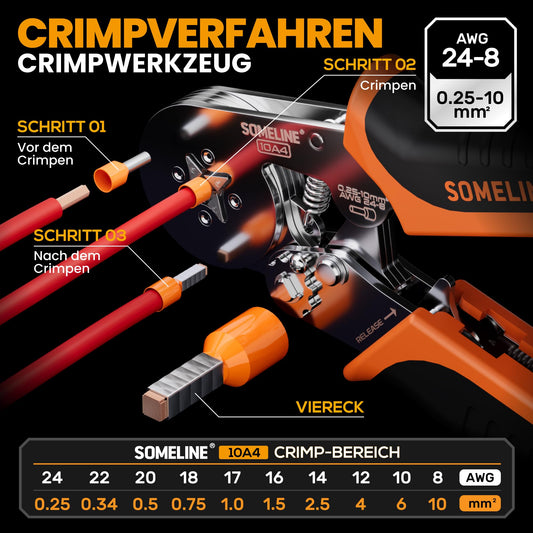 SOMLINE Crimping Tool Ferrule Set, 24 Types [0.25-10mm²] Ferrule Set, Ferrule Crimping Pliers Self-adjusting, Crimping Tool, Premium Crimping Pliers, Crimping Pliers, Press Pliers, Power Tool Set
