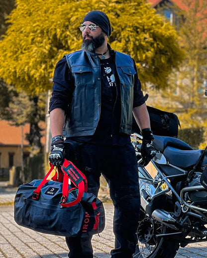 BORLENI Motorcycle Tail Bag Luggage Roll waterproof 70L - Premium motorcycle bag with roll-top, reflectors & MOLLE system, as a travel bag/saddlebag for touring, camping & outdoor.