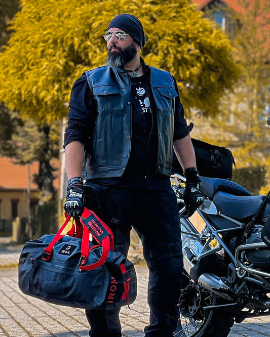 BORLENI Motorcycle Tail Bag Luggage Roll waterproof 70L - Premium motorcycle bag with roll-top, reflectors & MOLLE system, as a travel bag/saddlebag for touring, camping & outdoor.