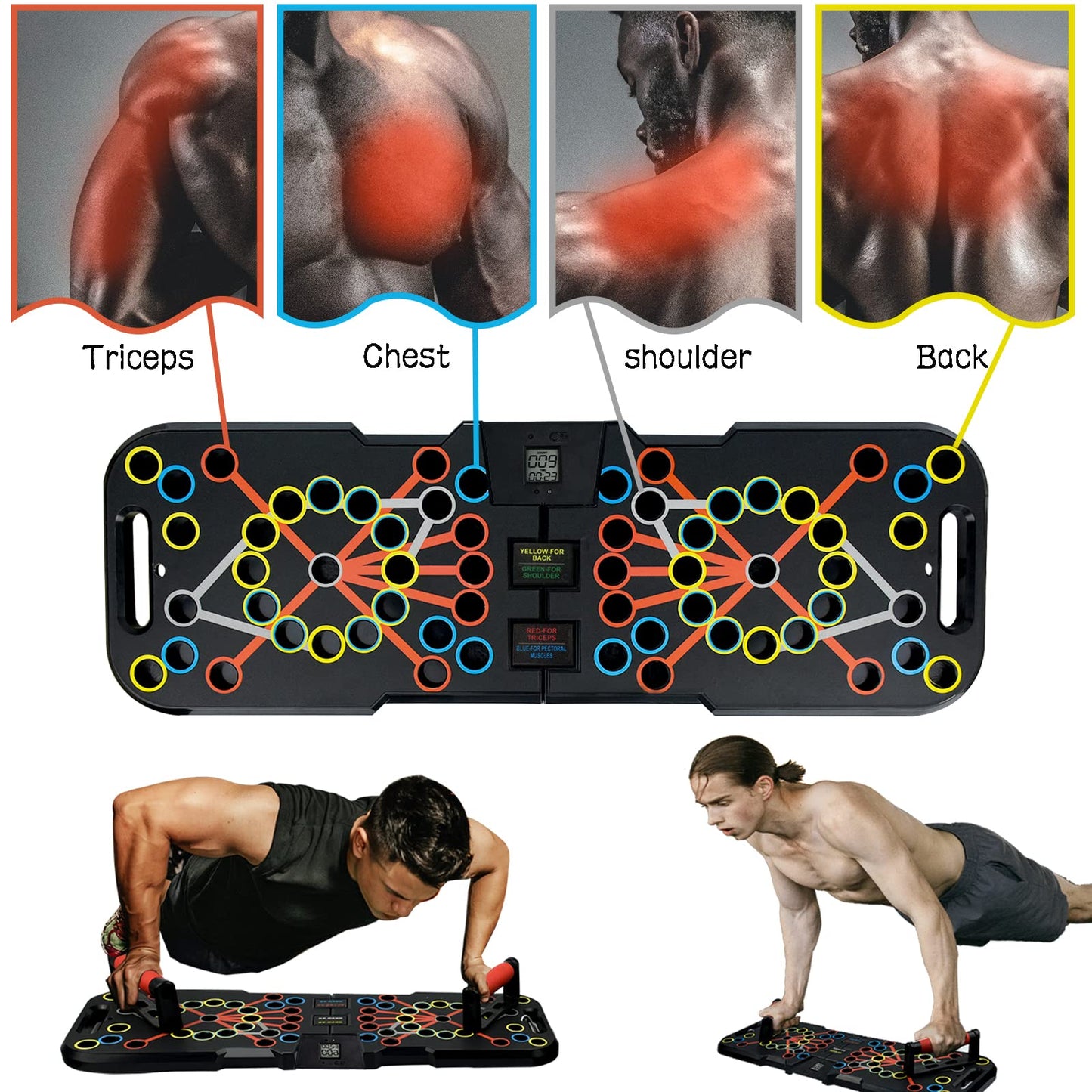 Surplex Foldable 41-in-1 Push Up Rack Board System with Hand Grip Loops Bands & Intelligent Counter, Push-Up-Bracket Board Muscle Training System for Home Fitness Training Gym Exercise Stand