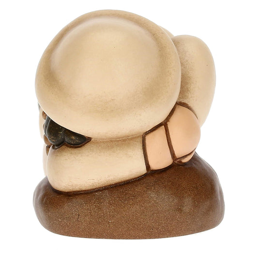 THUN - Sleeping shepherd in ceramic, hand-decorated, color Champagne, line Classic Nativity, Christmas decoration home, 8.3 x 3.9 x 5 cm h