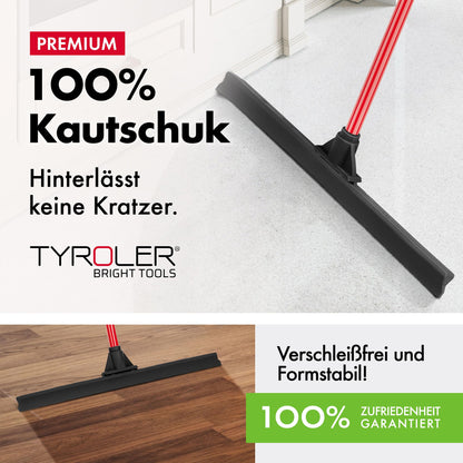 Tyrolean water squeegee floor wiper 60cm rubber blade with squeegee floor | Water squeegee with handle 4-piece handle 140cm | Water squeegee floor suitable for all surfaces, squeegee shower floor