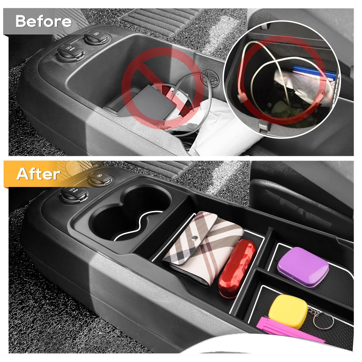 LFOTPP Compatible with Kia EV6 Center Console Storage Box, Armrest Organizer Tray Glove Compartment Below the Center Console, EV6 Accessory Storage Box (White)