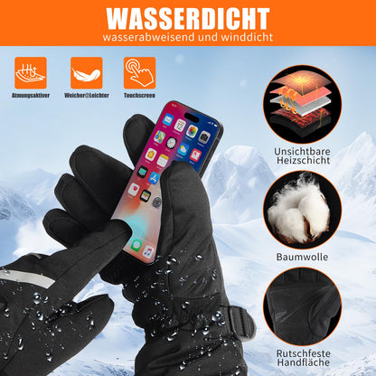LOTTBUTY Heated Gloves 2025 Upgrade, Heated Gloves Men Women with 7.4V/2×5000mAh Rechargeable Batteries, waterproof Heated Motorcycle Gloves Winter for Skiing, Cycling, Hiking.