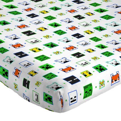 Jay Franco Minecraft Creative Mode 100% cotton 3-piece bedding set 135x200cm single bed size - duvet cover + fitted sheet 90x200 cm + pillowcase 50x70 cm