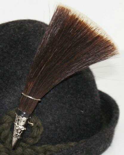 Gamsbart with sleeve without traditional hat hunting genuine chamois chamois hat decoration trophy hat pin real animal hair, multicolored, 16-17cm