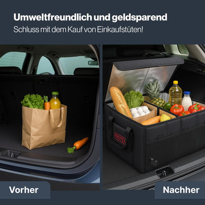 Trunk Organizer [Award winner 2025] by PROTEX® 70L Cooler Bag - Foldable trunk bag with lid - XXL trunk box with insulation for hot & cold - Practical & Waterproof (black)