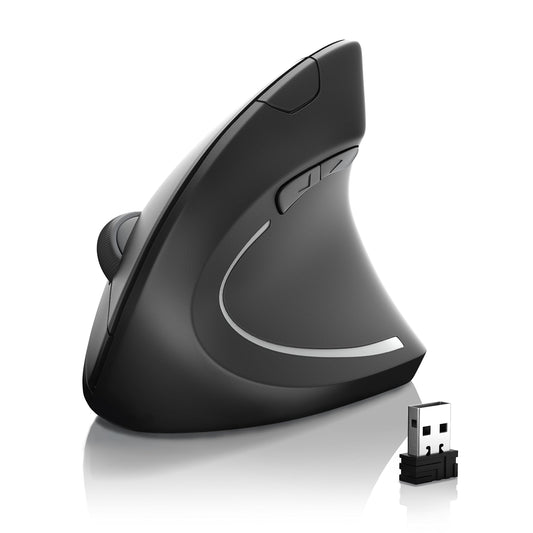 CSL - Optical wireless mouse - vertical design - ergonomic - prevents mouse arm and tennis elbow - gentle on the arm - 5 buttons