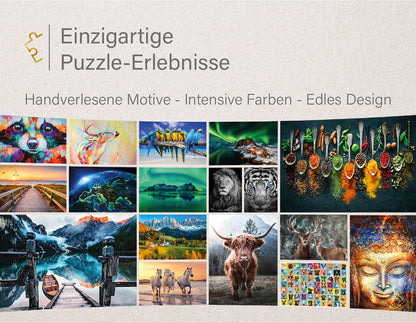 Ulmer Puzzle Forge - Puzzle "Allgäu" - Original 1000 piece cow design - Portrait of the cow as a stylish animal portrait photo - Puzzle quality Made in Germany.