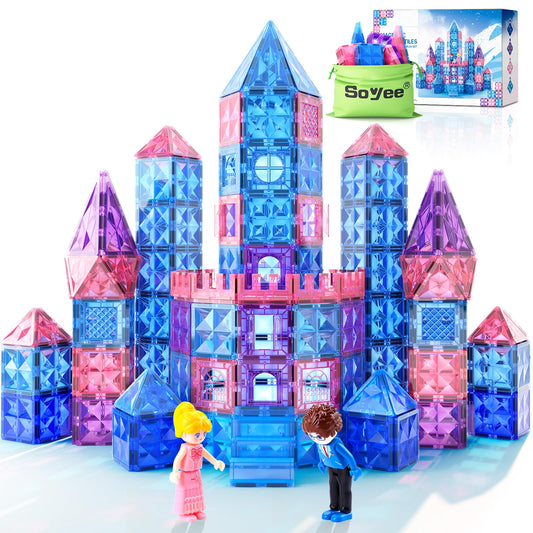 Magnetic building blocks 58 pieces magnet blocks magnetic toys kids toy magnet stones boys and girls STEM sensory toy for ages 3, 4, 5, 6, 7, 8+ years birthday