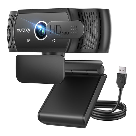 Nulaxy C900 Webcam with Built-in Microphone, FHD 1080P Webcam with Cover, USB Plug & Play, Laptop PC Camera for Video Streaming, Conference, Gaming, Compatible with Windows, Linux, Android