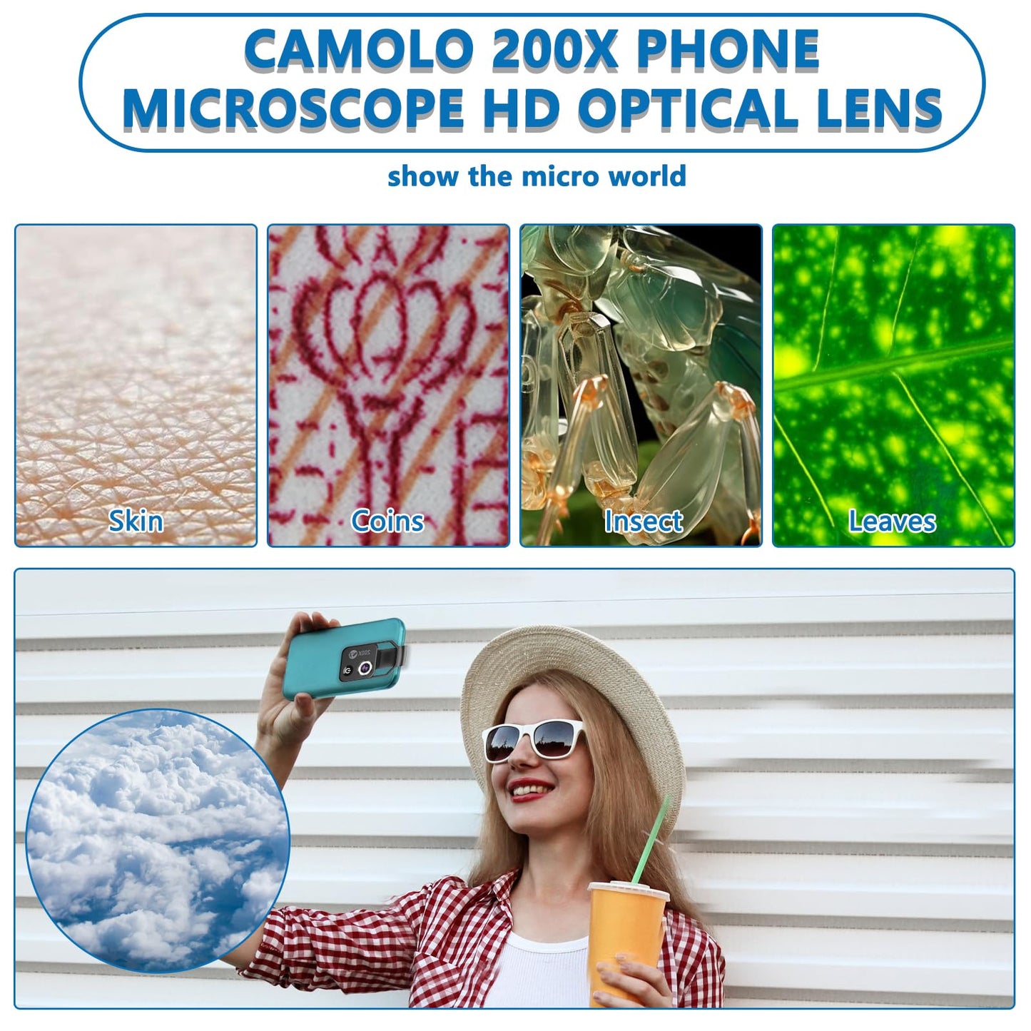 Nano Zoom, Nano Zoom for smartphone, smartphone microscope, Nanozoom for phone Nanozoom 200 for mobile Nano Zoom for mobile Smartphone microscope Mobile microscope Nano Zoom for iPhone (Black, Without CPL)