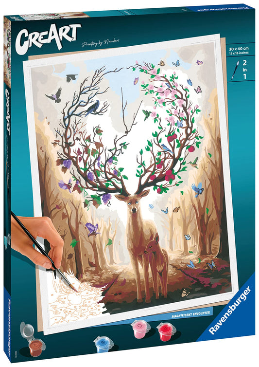 Ravensburger CreArt 20273 - Magic Deer - Paint by Numbers for Adults, DIY Painting Kit with Brush and Acrylic Paints, Gift for Women and Men, Painting for Adults.