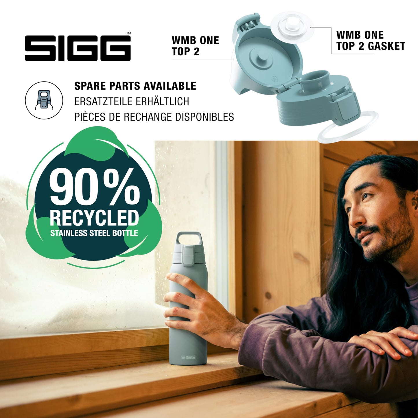 SIGG - Stainless steel bottle - Shield ONE Morning Blue - Suitable for carbonated drinks - Leak-proof - Lightweight - BPA-free - Outdoor & Fitness - 0.75 L